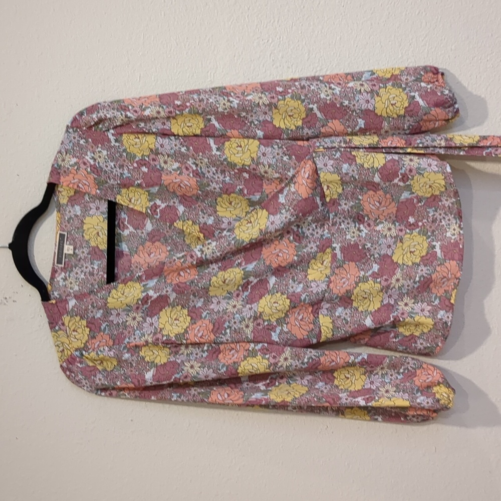 Anthropologie Pleione Floral Faux Wrap Blouse Size Small